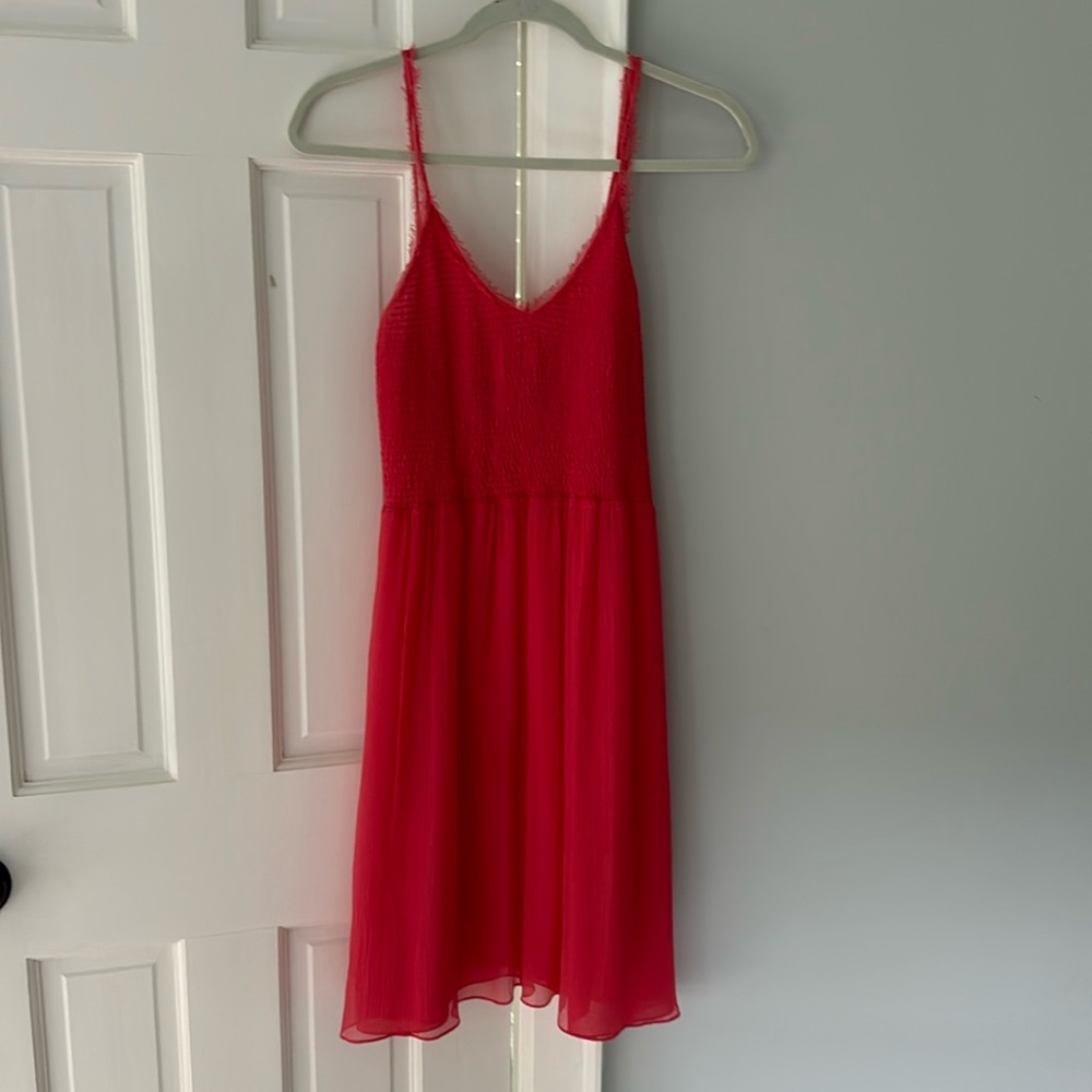 Like New Rebecca Taylor Coral Pink Silk Mini Dress with Lining